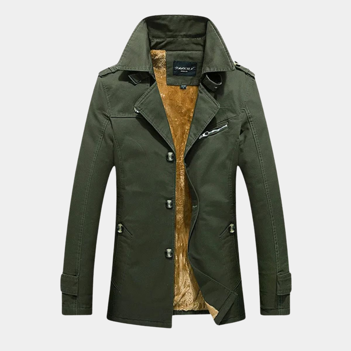 Winter Trench Coat for Men – Warm Fleece Lined