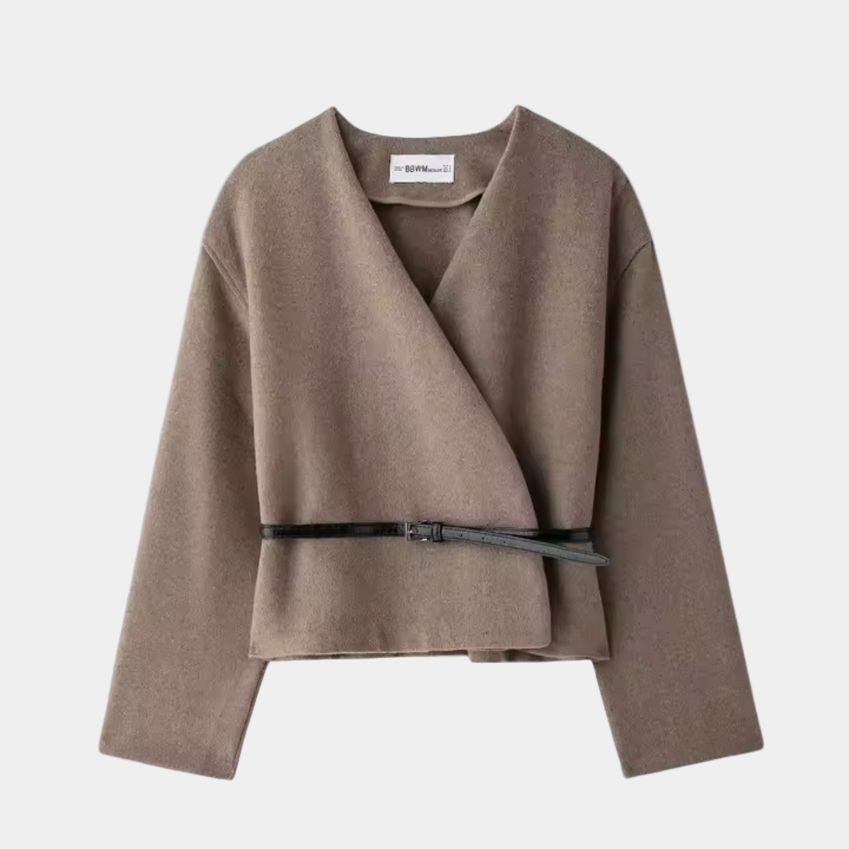 Wrap Wool Blend Jacket with Belt – Casual Outerwear