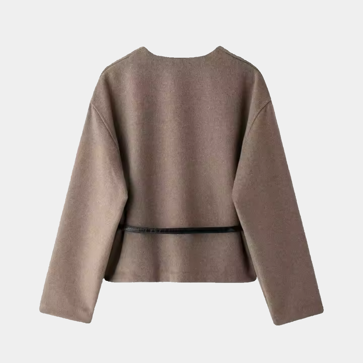 Wrap Wool Blend Jacket with Belt – Casual Outerwear