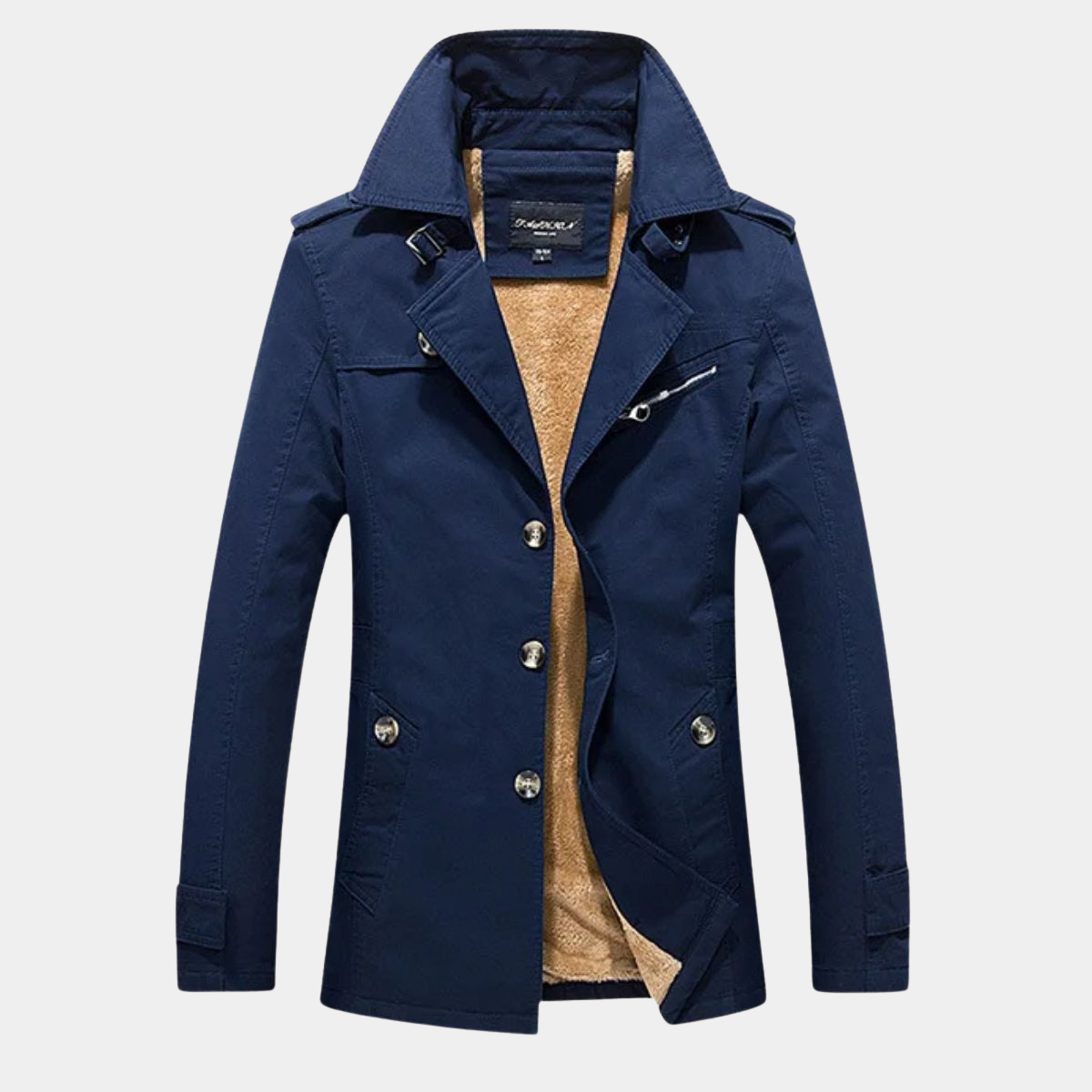 Winter Trench Coat for Men – Warm Fleece Lined