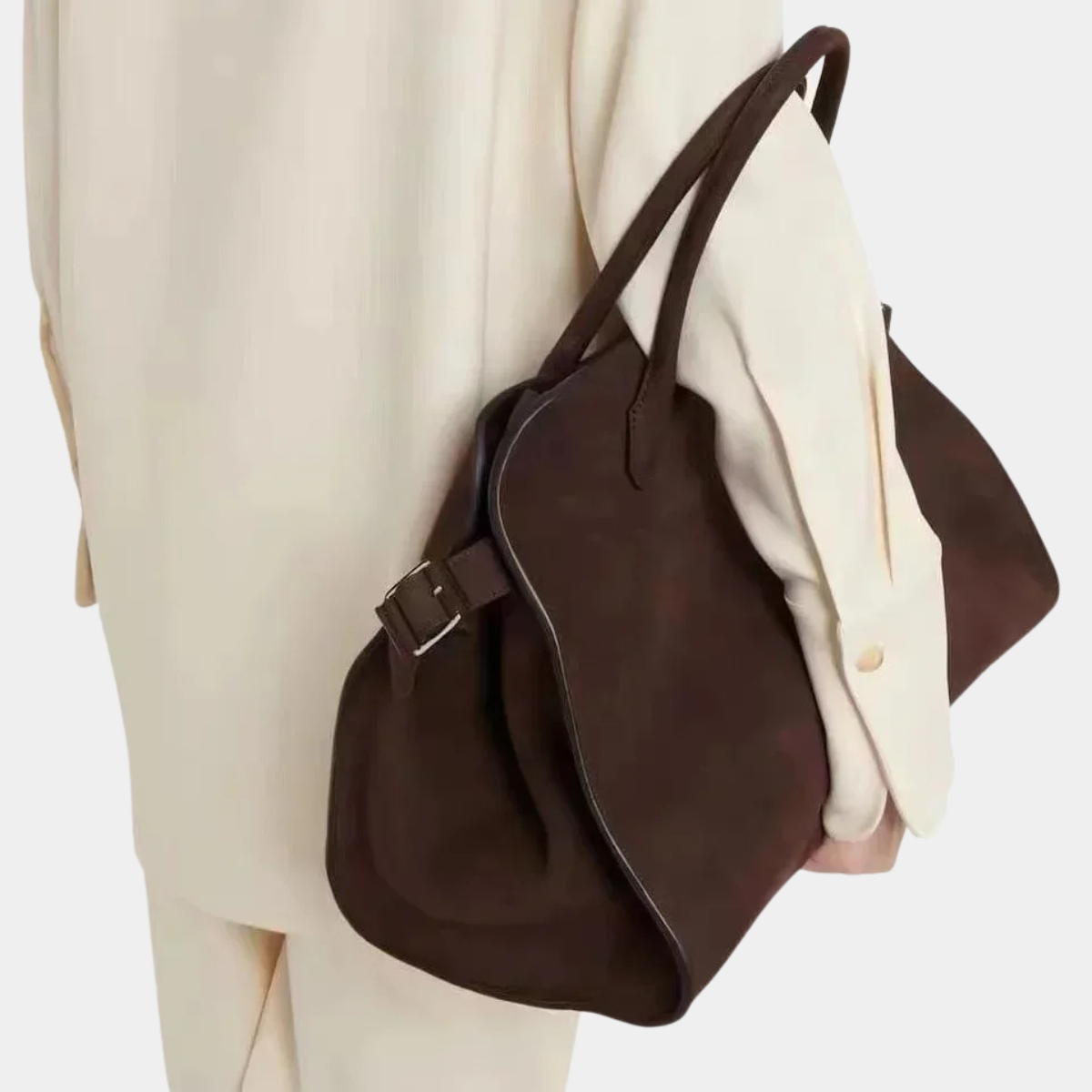 Large Suede Tote Bag – Brown Oversized Shoulder Handbag