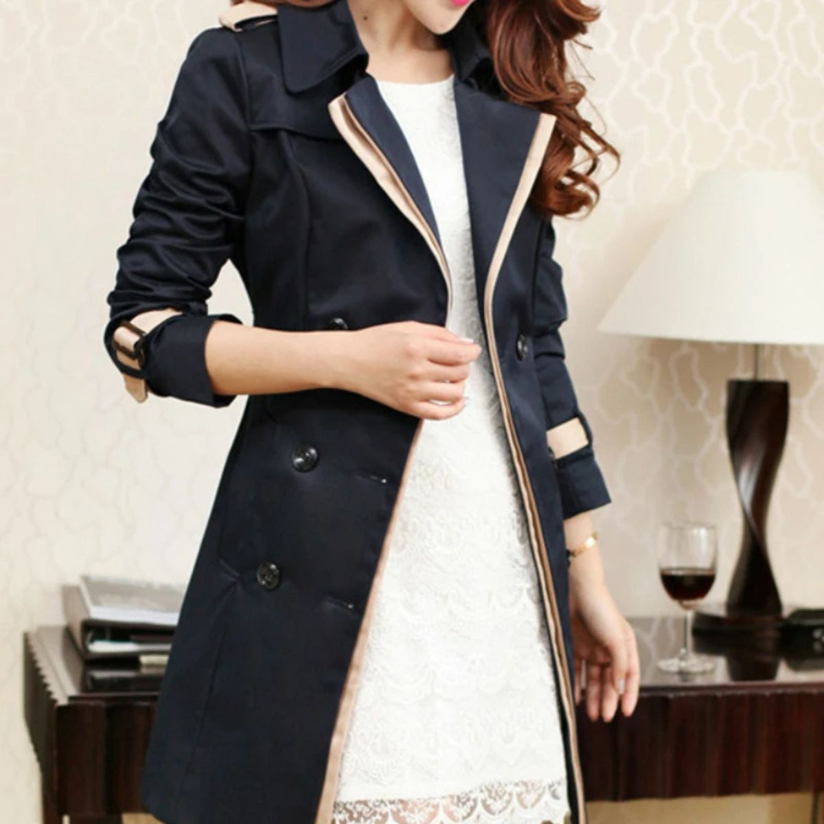 Double Breasted Trench Coat – Belted Long Jacket