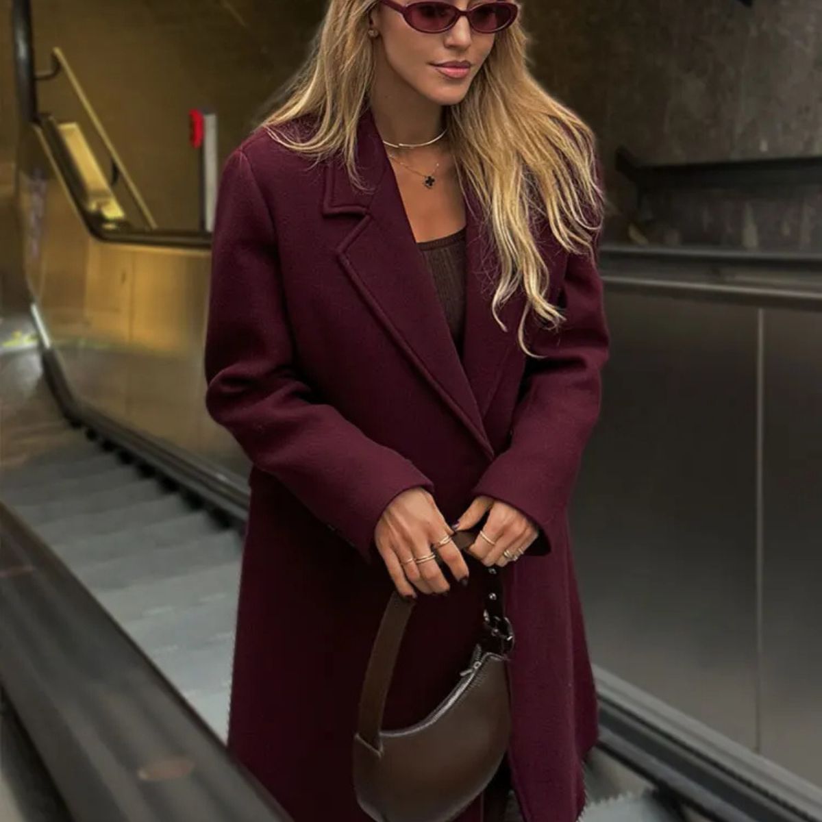 Long Wool Blend Coat – Double Breasted Elegant Overcoat