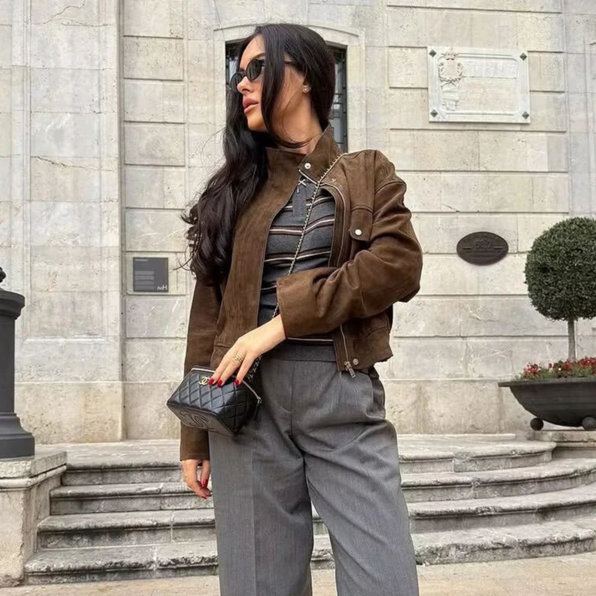Suede Bomber Jacket – Casual Outerwear