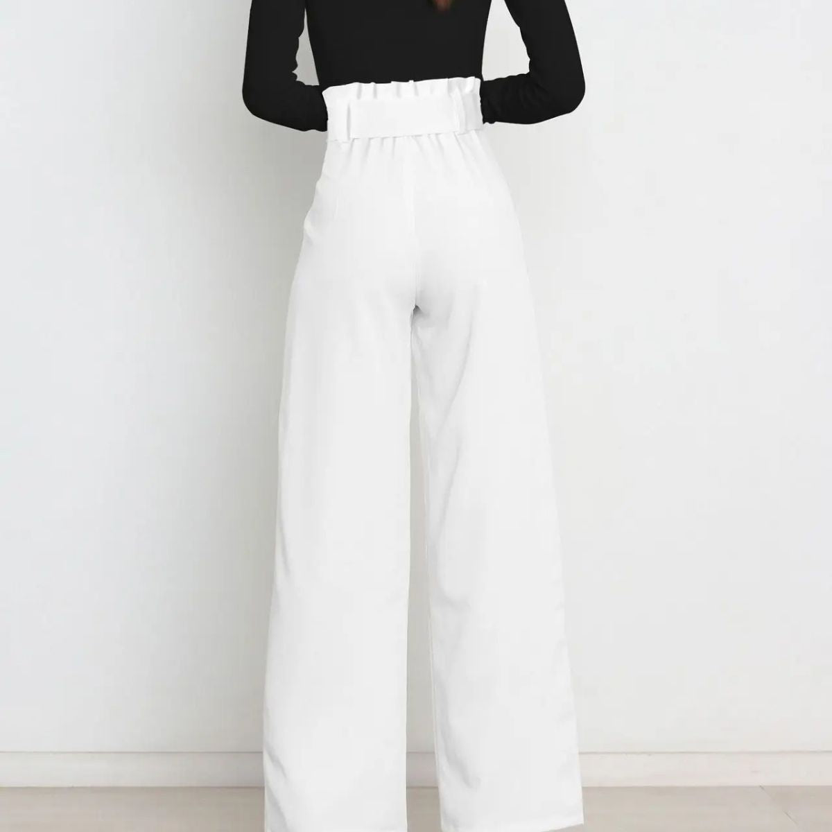 Women's Wide Leg Trousers – High Waist Tie Belt