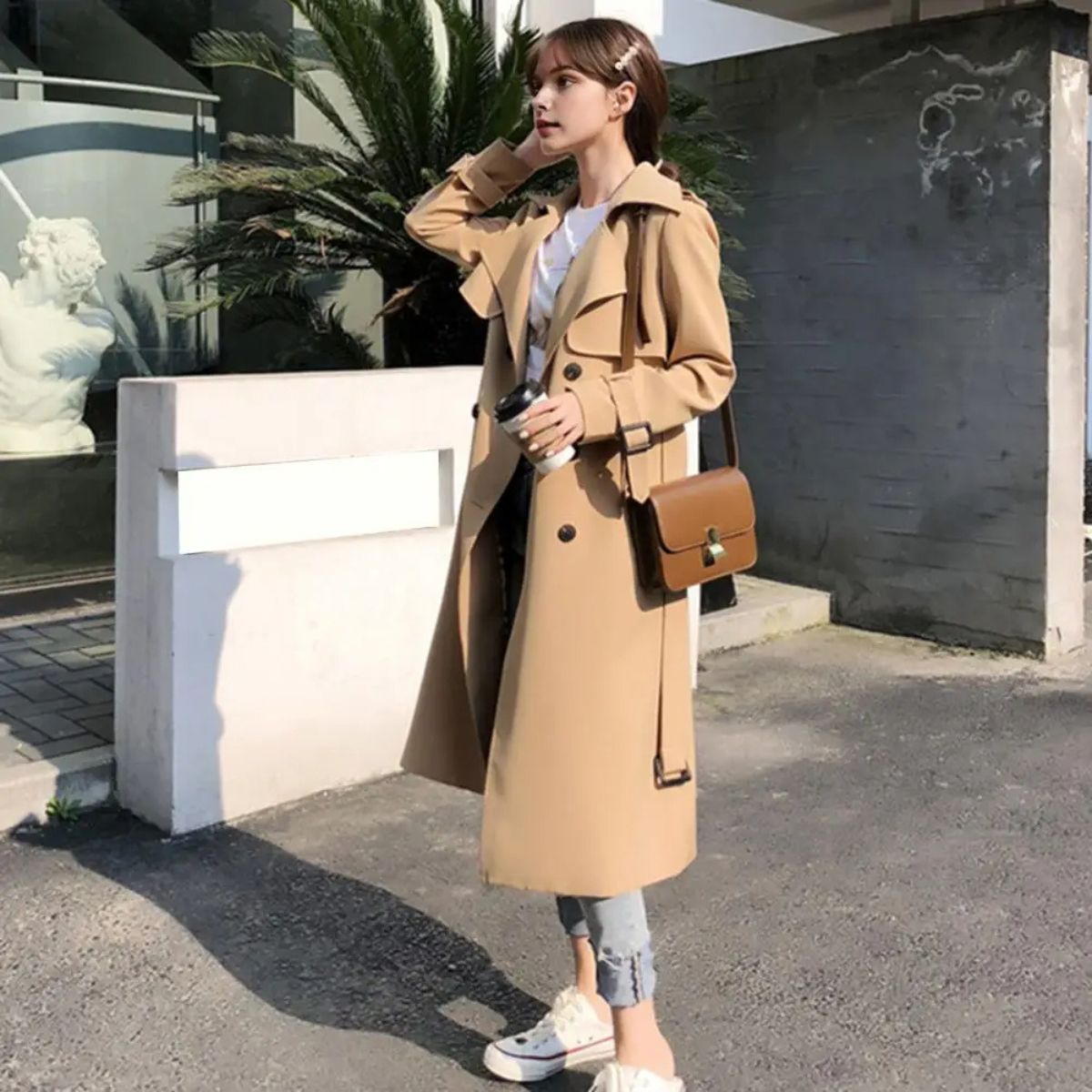 Women's Double Breasted Trench Coat – Long Belted Overcoat