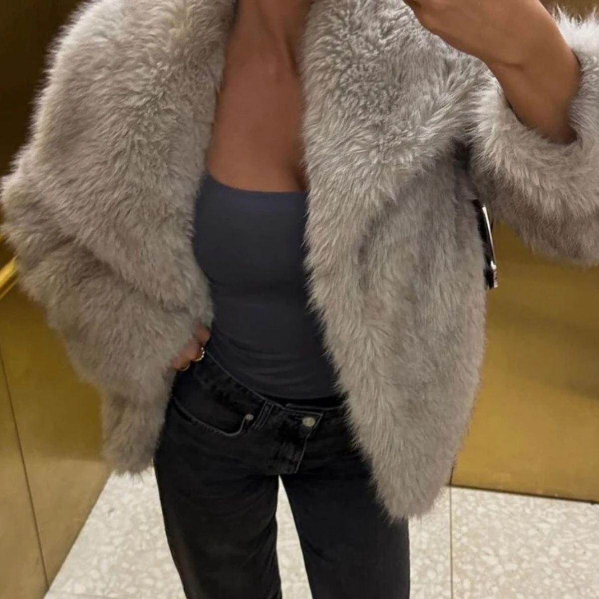 Elegant Faux Fur Coat – Winter Warm Jacket