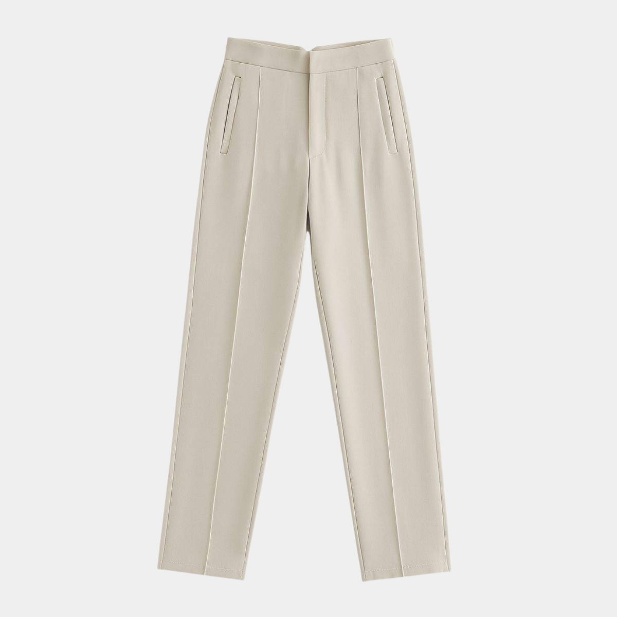 High Waist Slim Fit Trousers – Tailored Office Pants with Pockets
