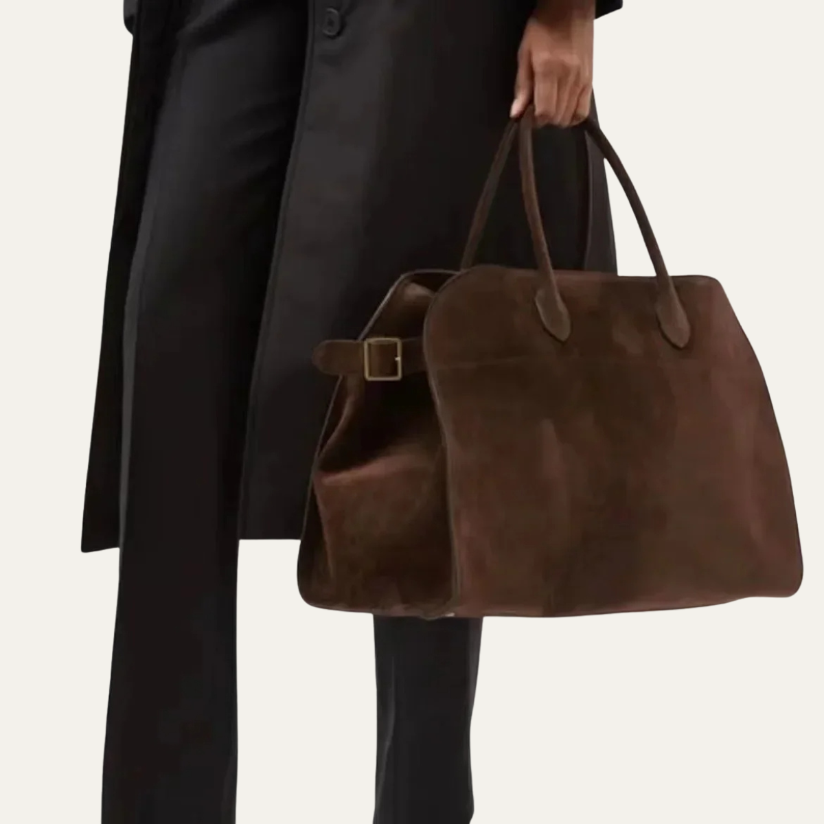 Large Suede Tote Bag – Brown Oversized Shoulder Handbag
