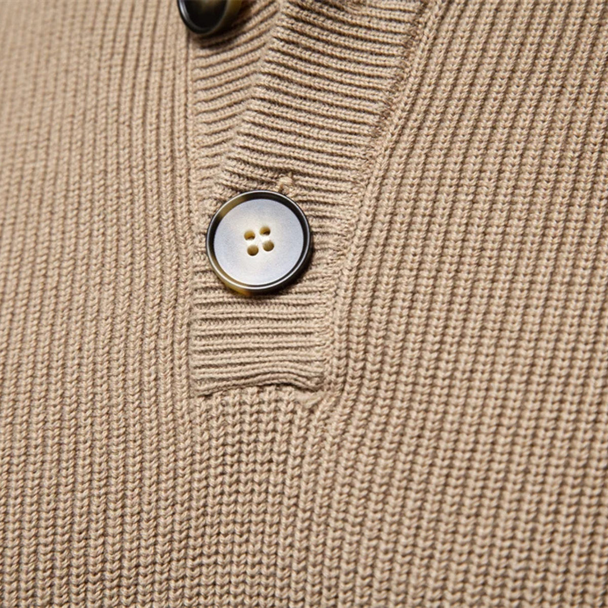 Knitted Jumper for Men – Slim Fit Sweater with Button Neck