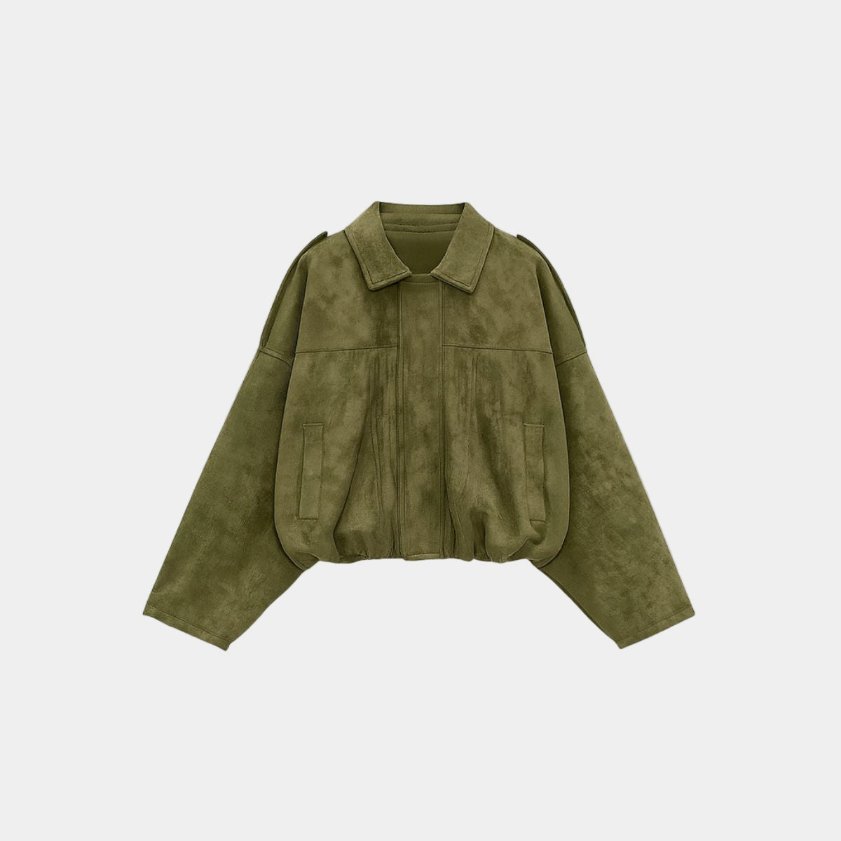 Oversized Brown Suede Biker Jacket with Belt and Zip Detail for Women