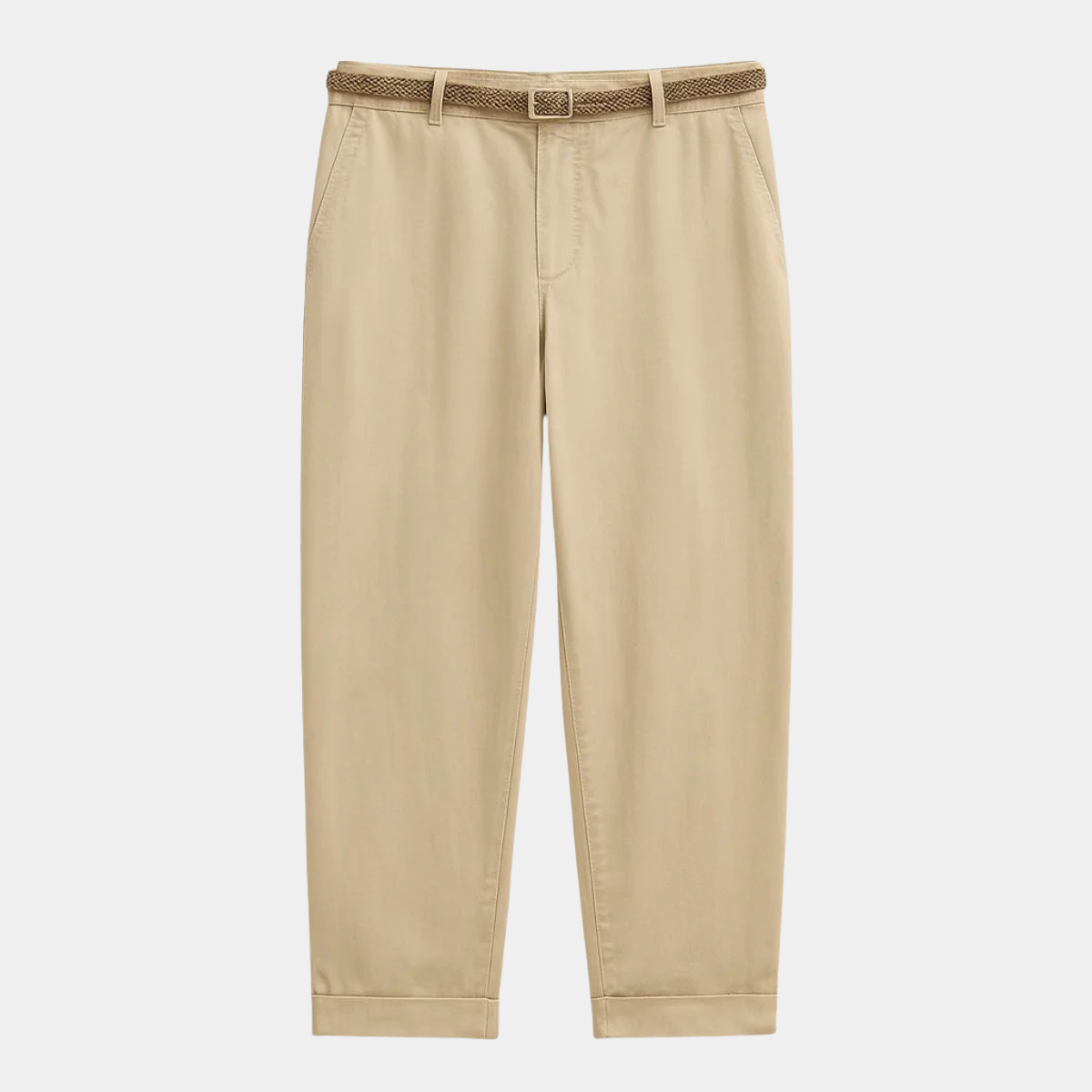 High Waist Tapered Trousers – Belted Pants with Side Pockets
