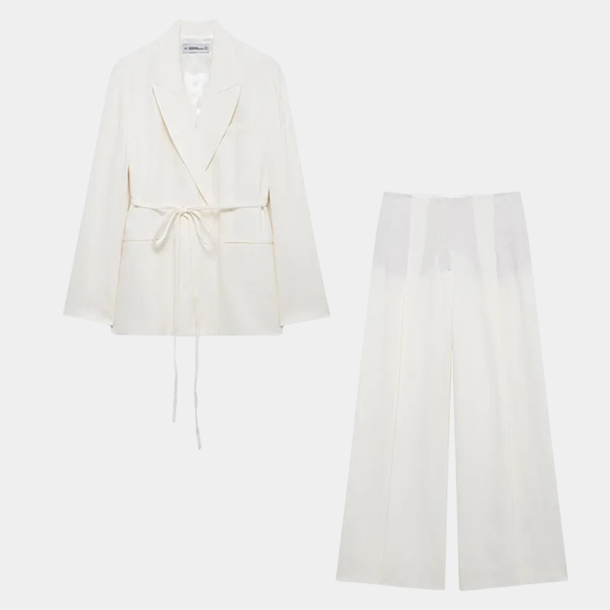 White Two Piece Suit – Blazer and Wide Leg Trousers Co Ord Set