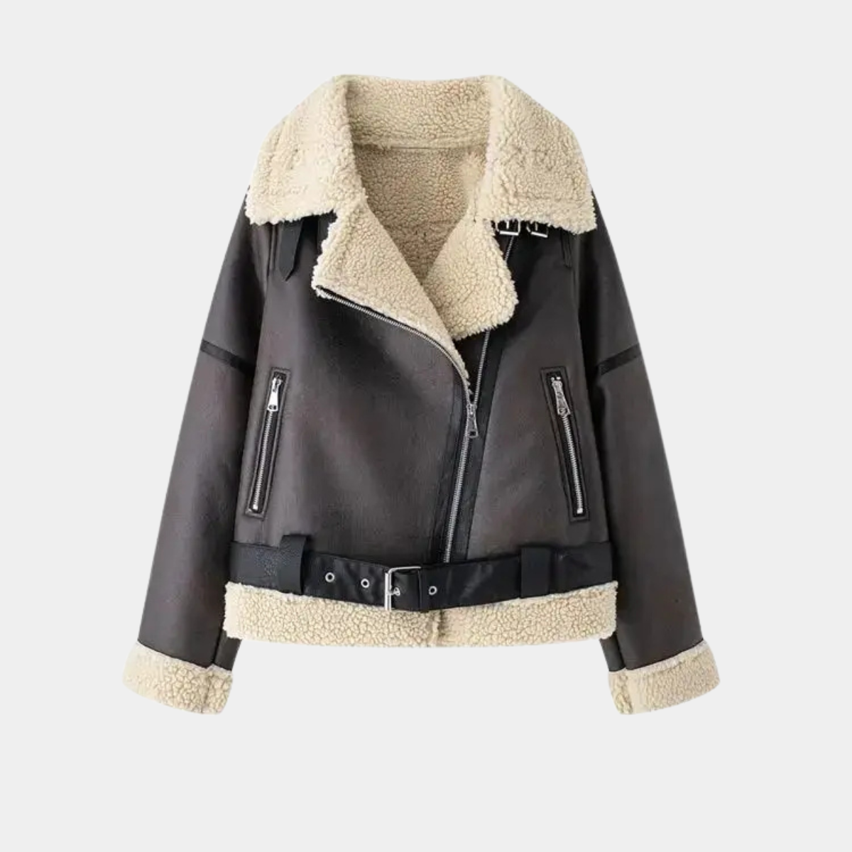 Vintage Biker Jacket – Faux Lined Winter Coat