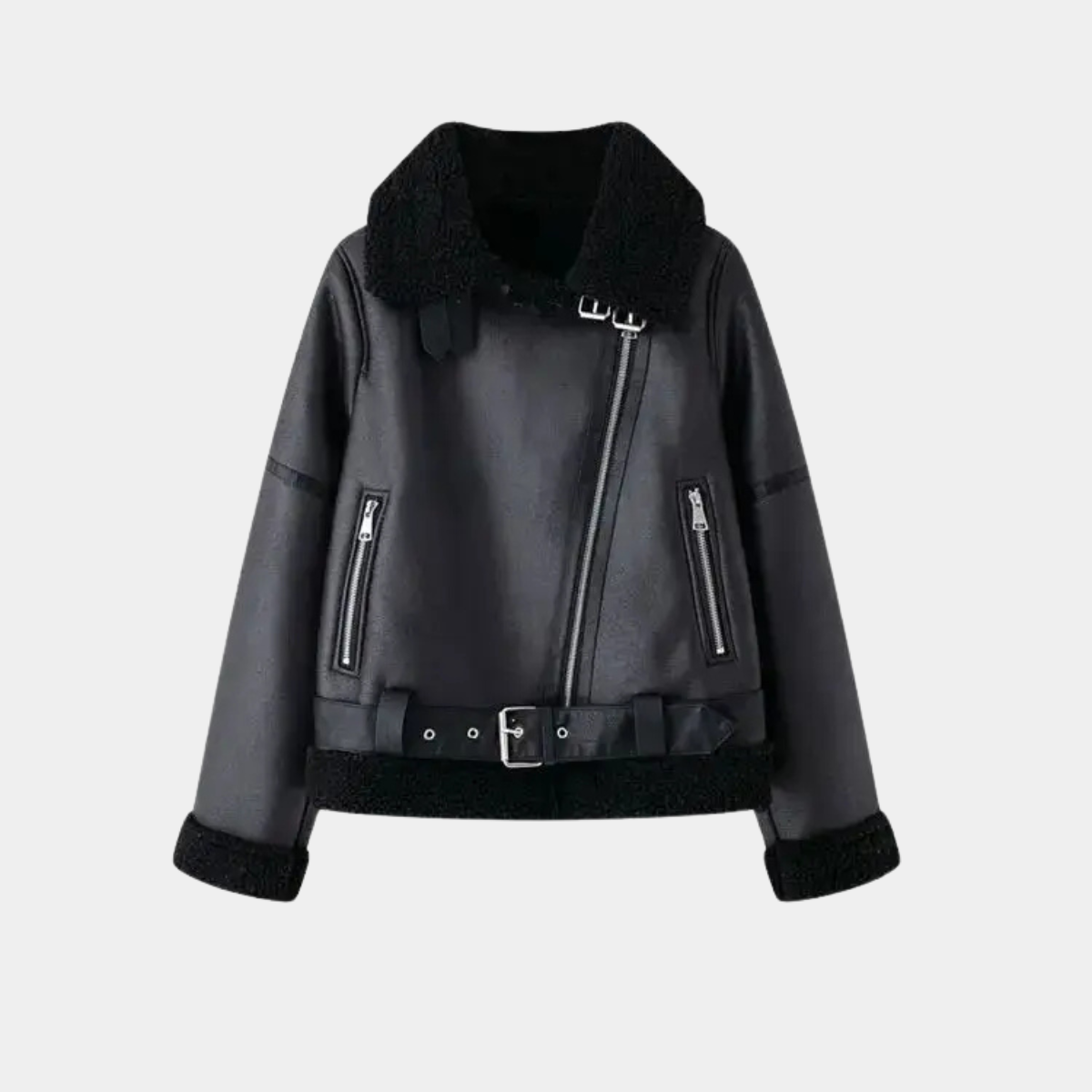 Vintage Biker Jacket – Faux Lined Winter Coat