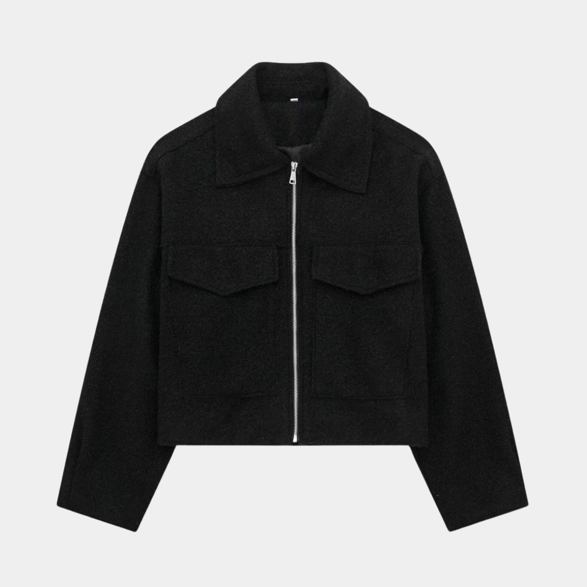 Cropped Wool Blend Jacket – Elegant Coat