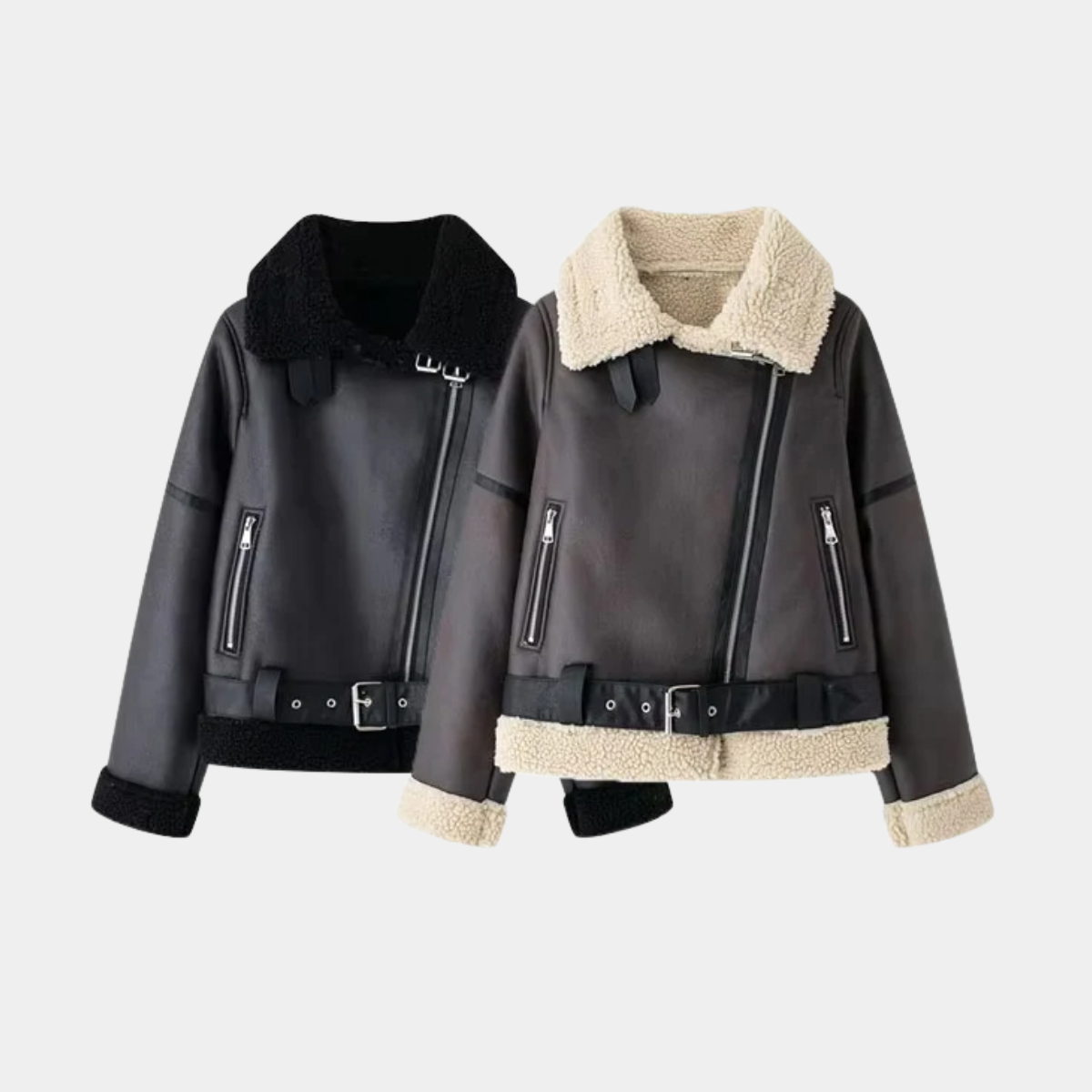 Vintage Biker Jacket – Faux Lined Winter Coat