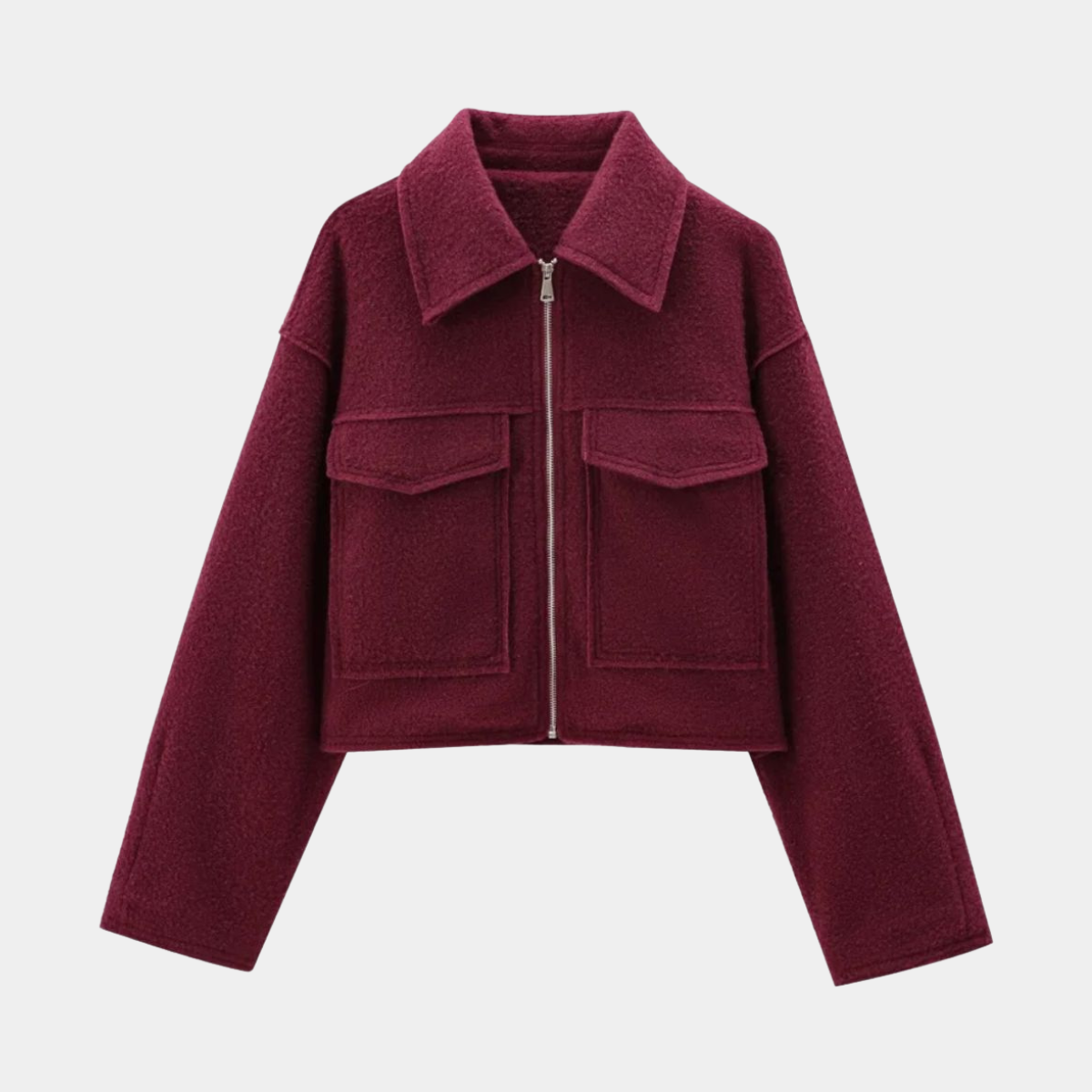 Cropped Wool Blend Jacket – Elegant Coat