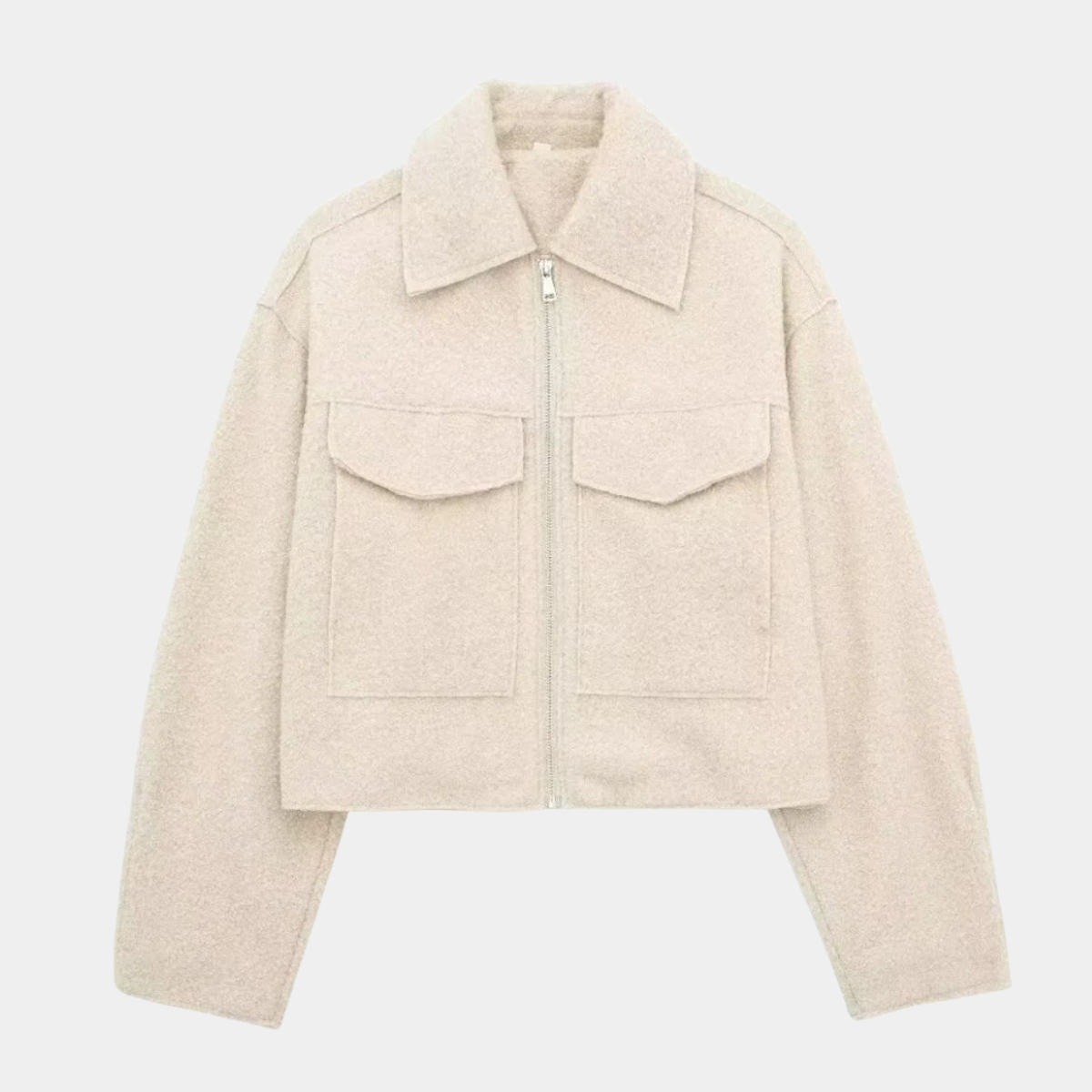 Cropped Wool Blend Jacket – Elegant Coat