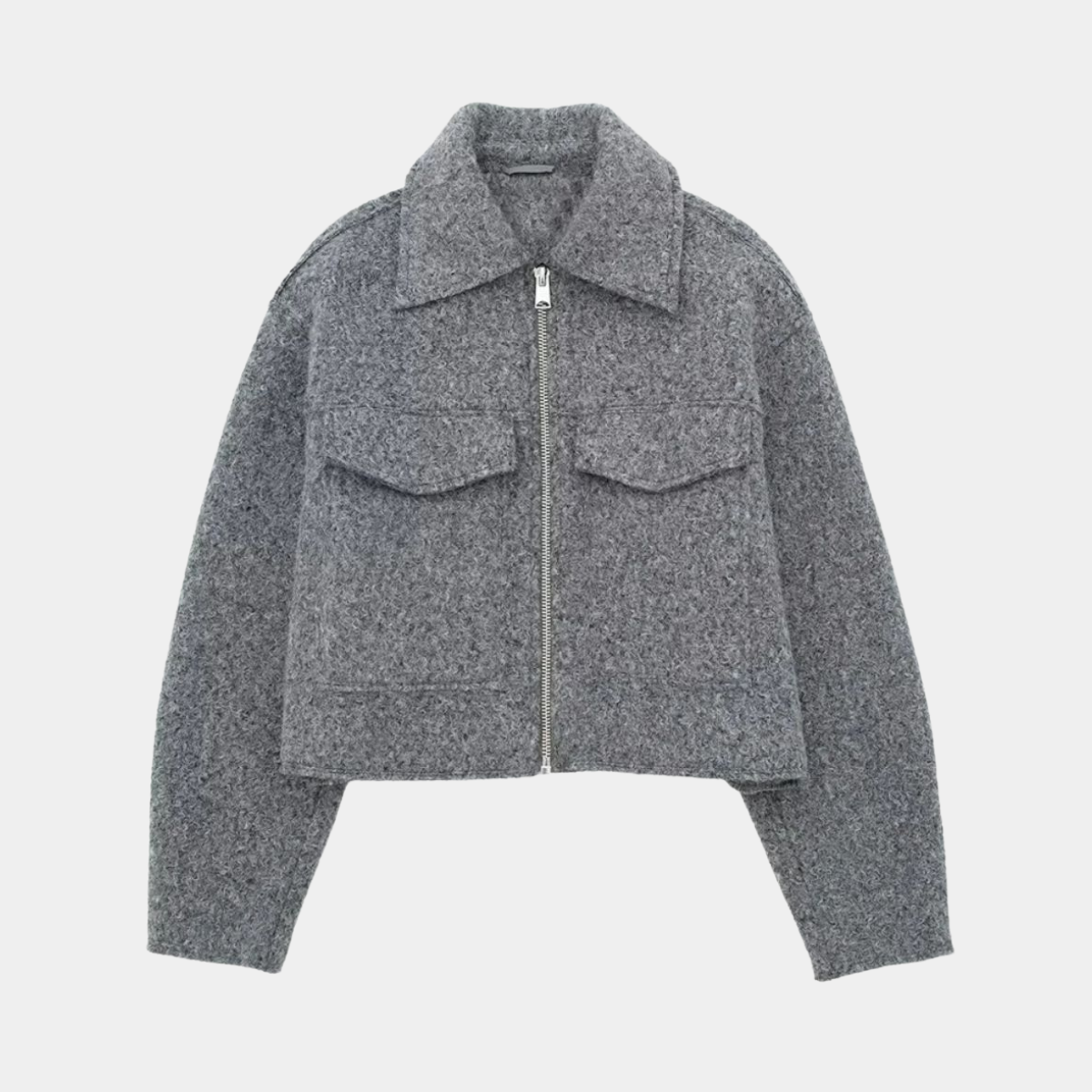 Cropped Wool Blend Jacket – Elegant Coat