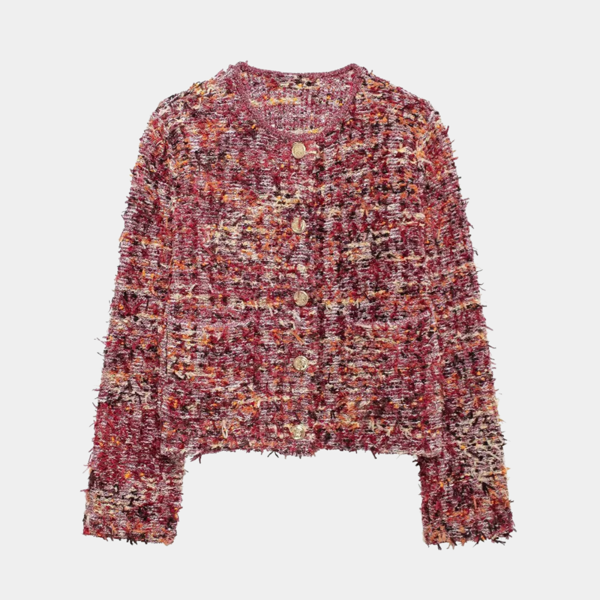 Tweed Cardigan Jacket – Vintage Button Up Knitted Coat