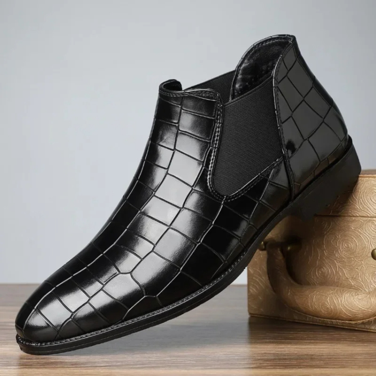 Men's Chelsea Boots – Check Pattern Pointed Toe Boots