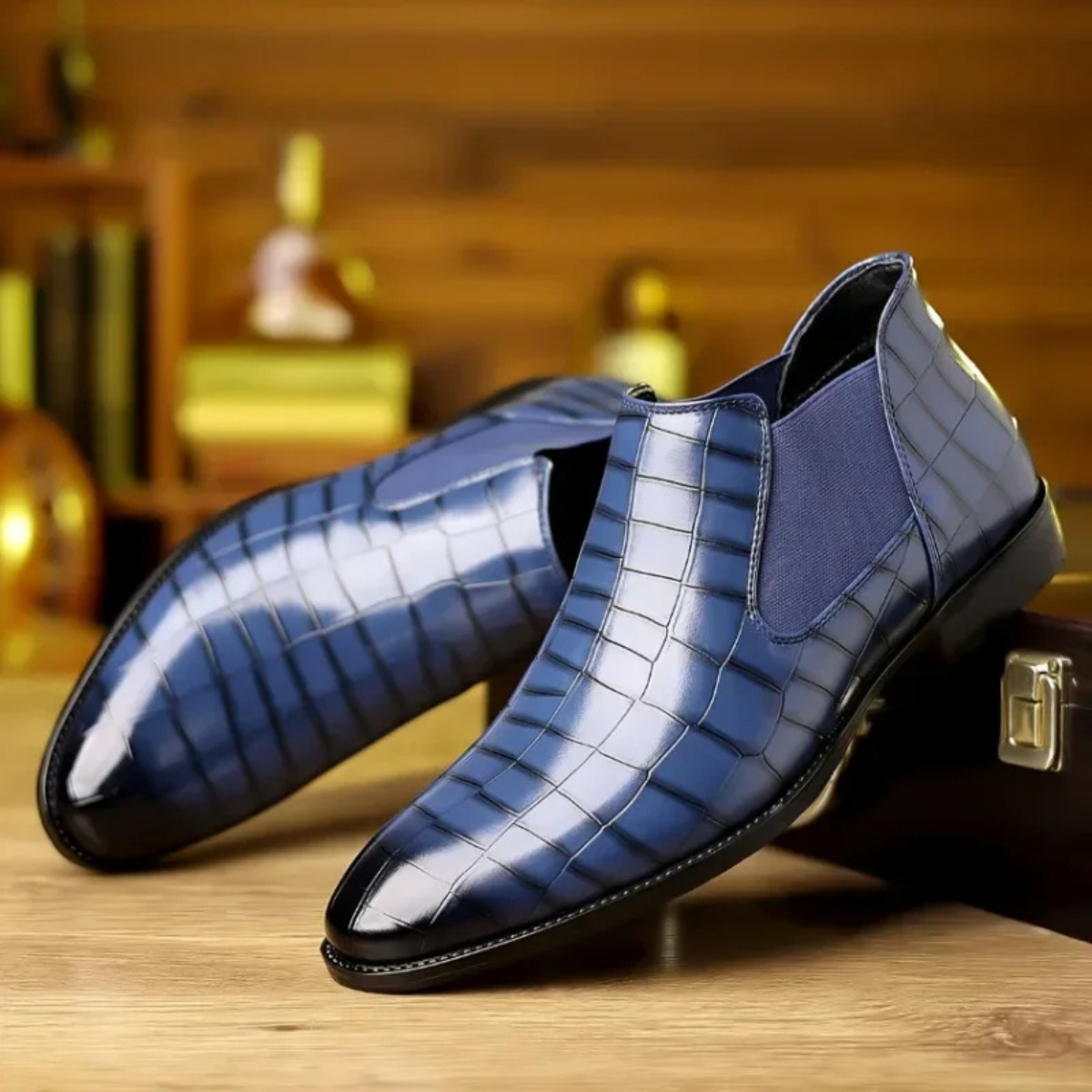 Men's Chelsea Boots – Check Pattern Pointed Toe Boots