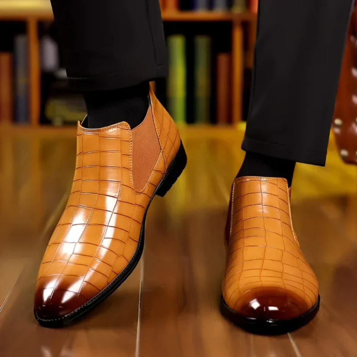 Men's Chelsea Boots – Check Pattern Pointed Toe Boots