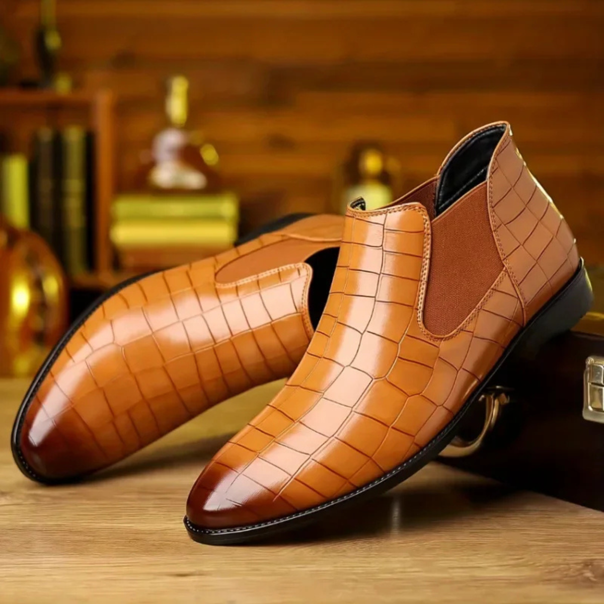 Men's Chelsea Boots – Check Pattern Pointed Toe Boots