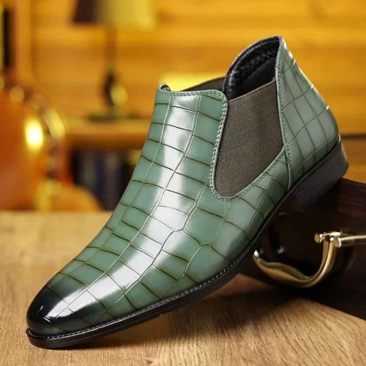 Men's Chelsea Boots – Check Pattern Pointed Toe Boots