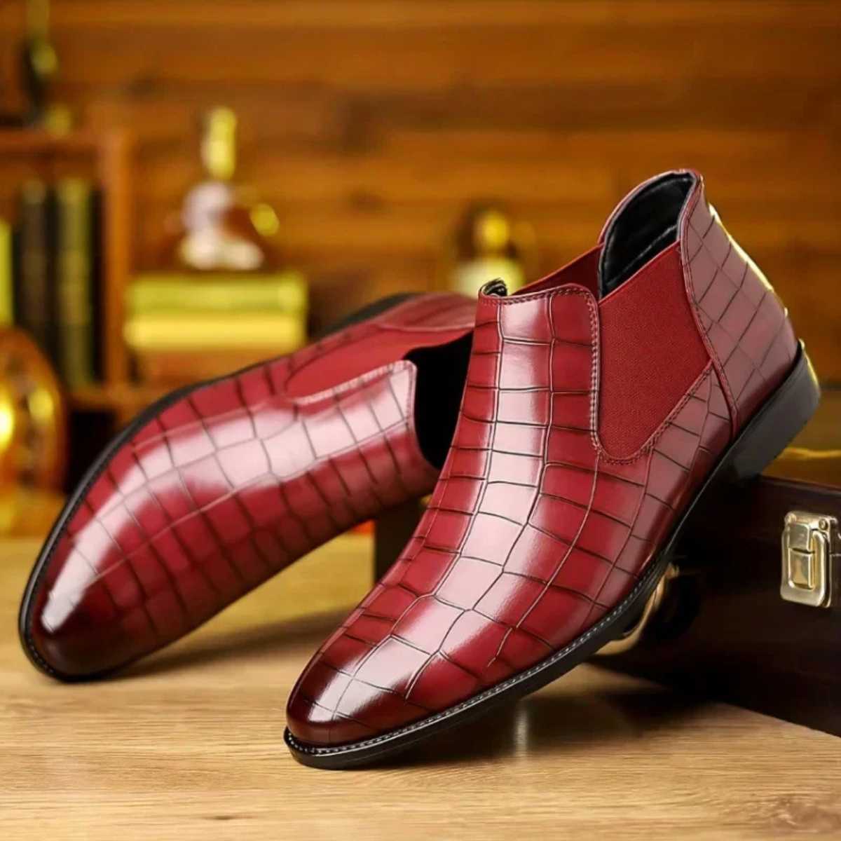 Men's Chelsea Boots – Check Pattern Pointed Toe Boots