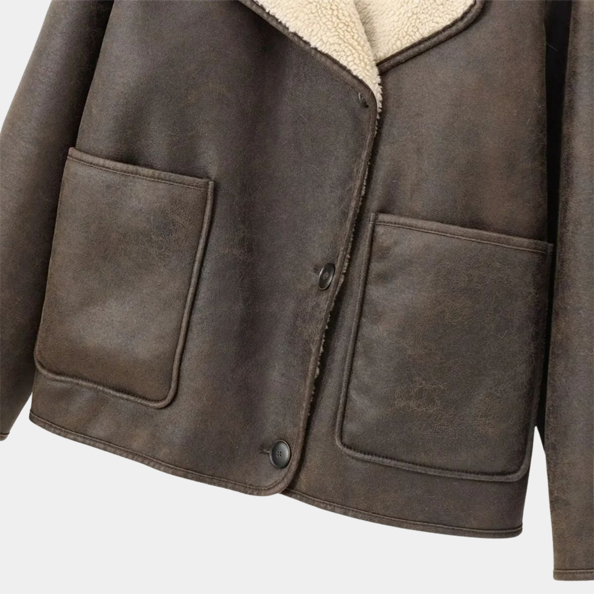 Faux Shearling Leather Jacket – Winter Warm Coat