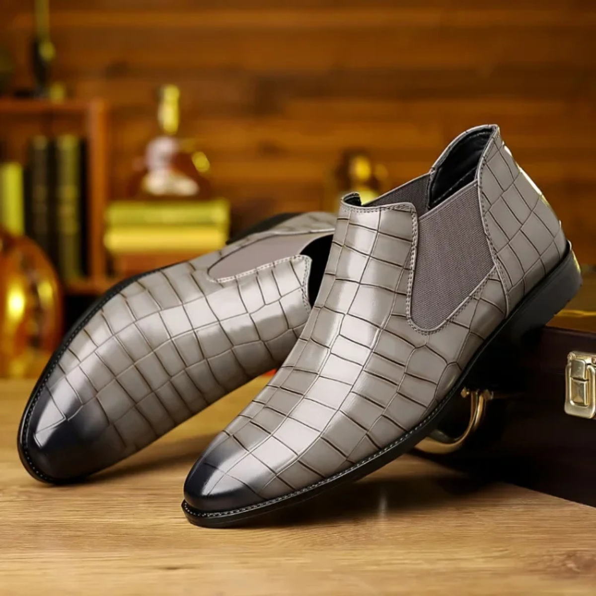 Men's Chelsea Boots – Check Pattern Pointed Toe Boots