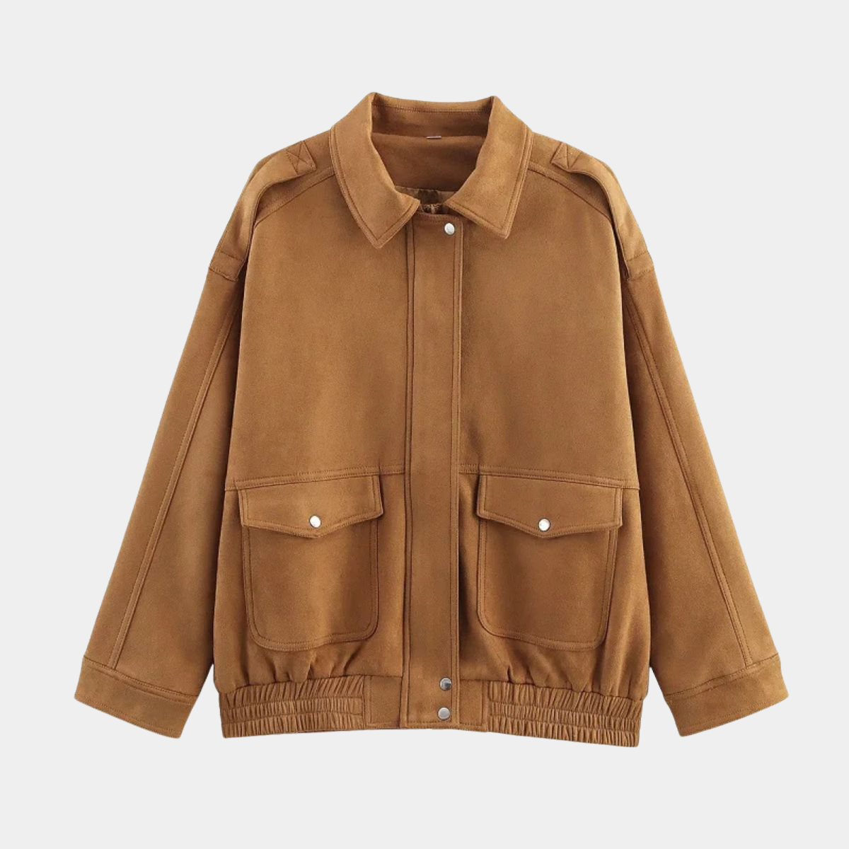 Suede Bomber Jacket – Casual Zip Up Coat