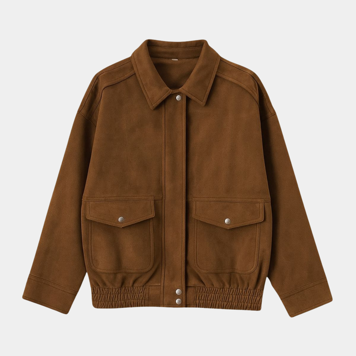 Suede Bomber Jacket – Casual Zip Up Coat