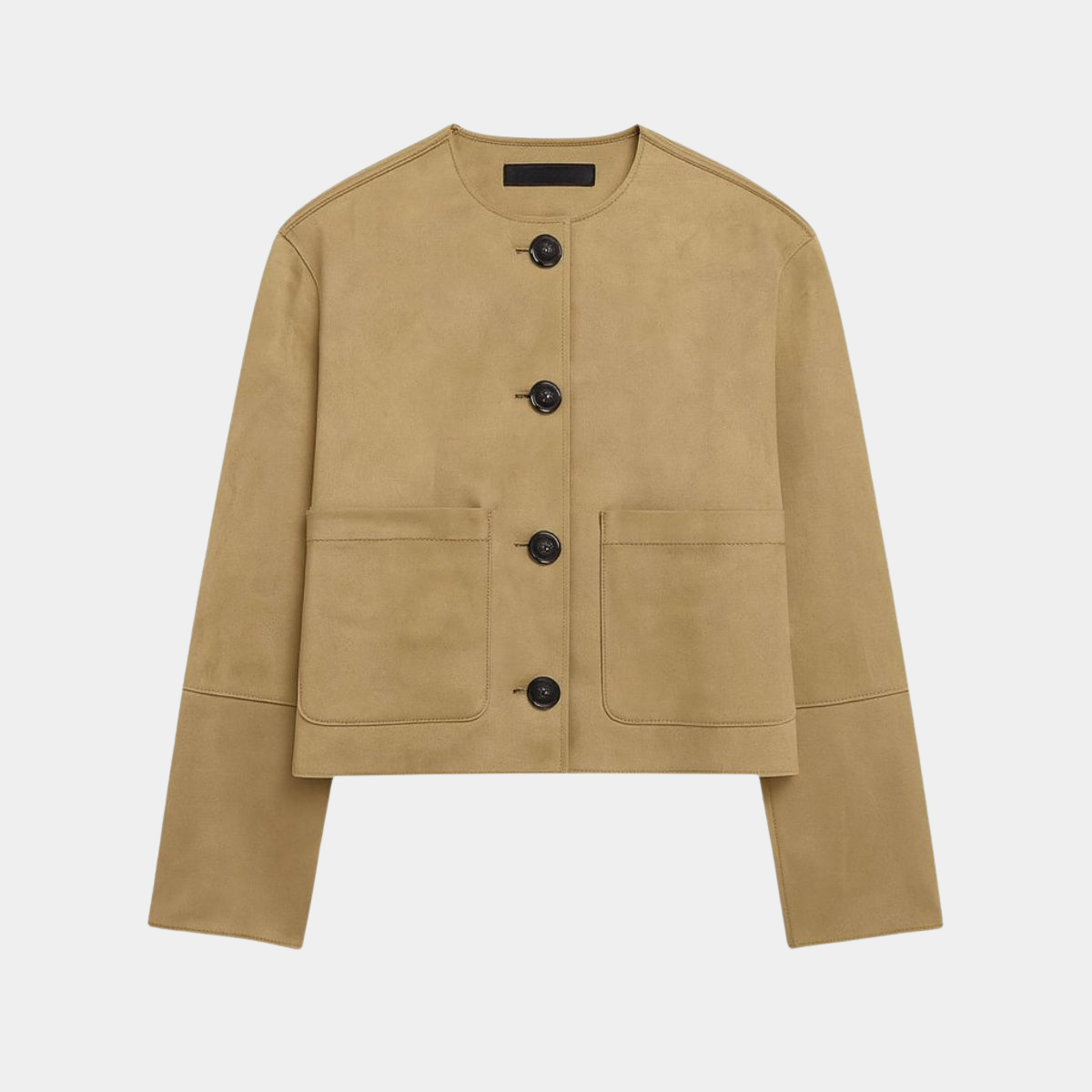 Cropped Suede Button Up Jacket – Casual Coat