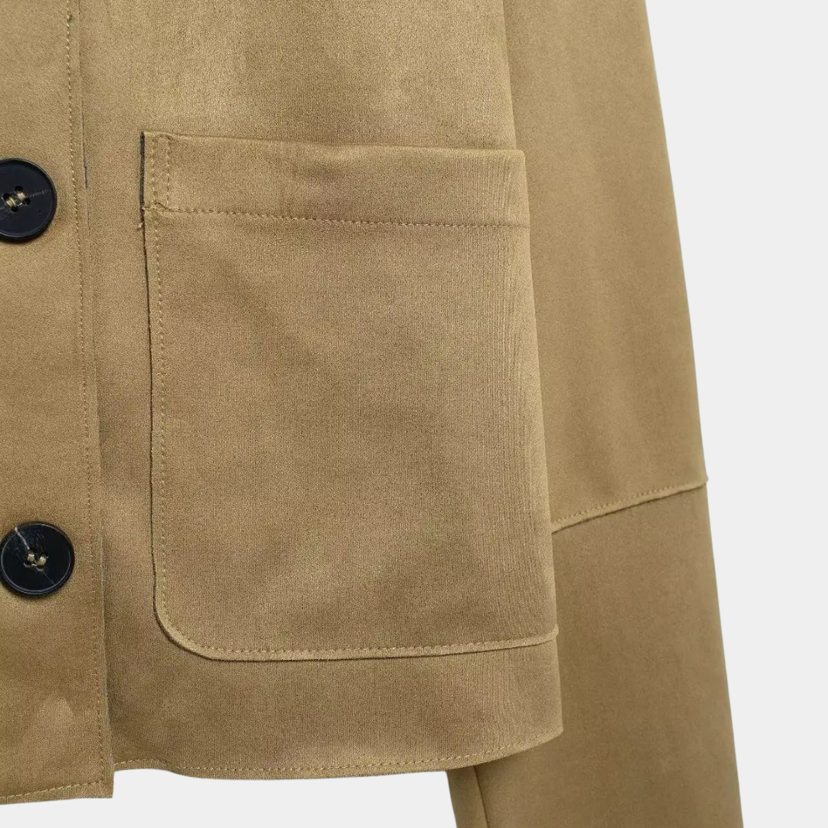 Cropped Suede Button Up Jacket – Casual Coat