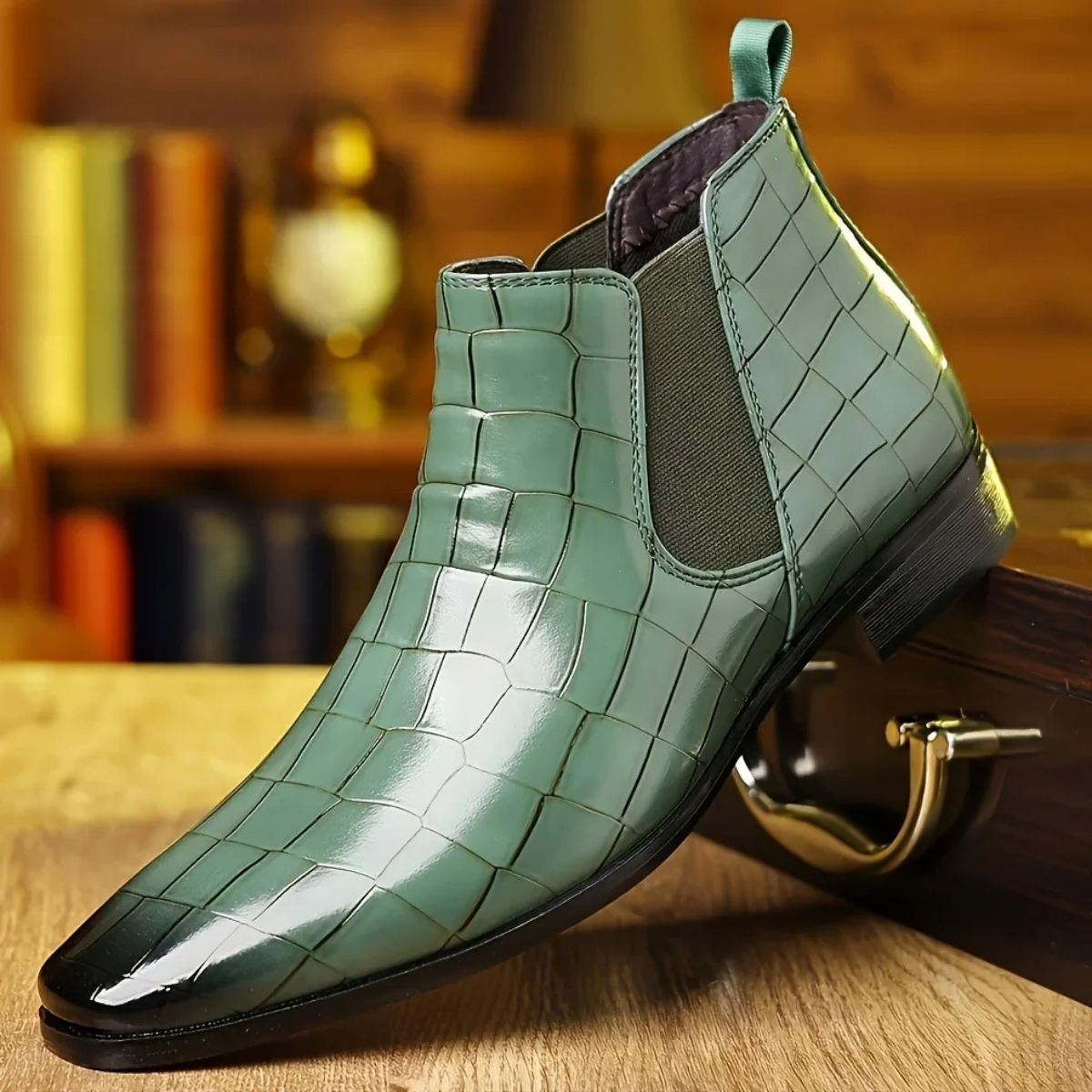 Men's Chelsea Boots – Croc Pattern Pointed Toe Dress Boots