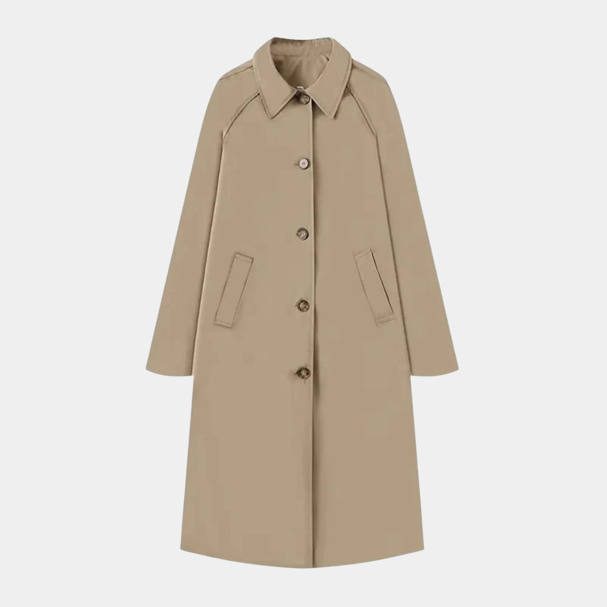 Long Trench Coat – Classic Checked Lining Overcoat
