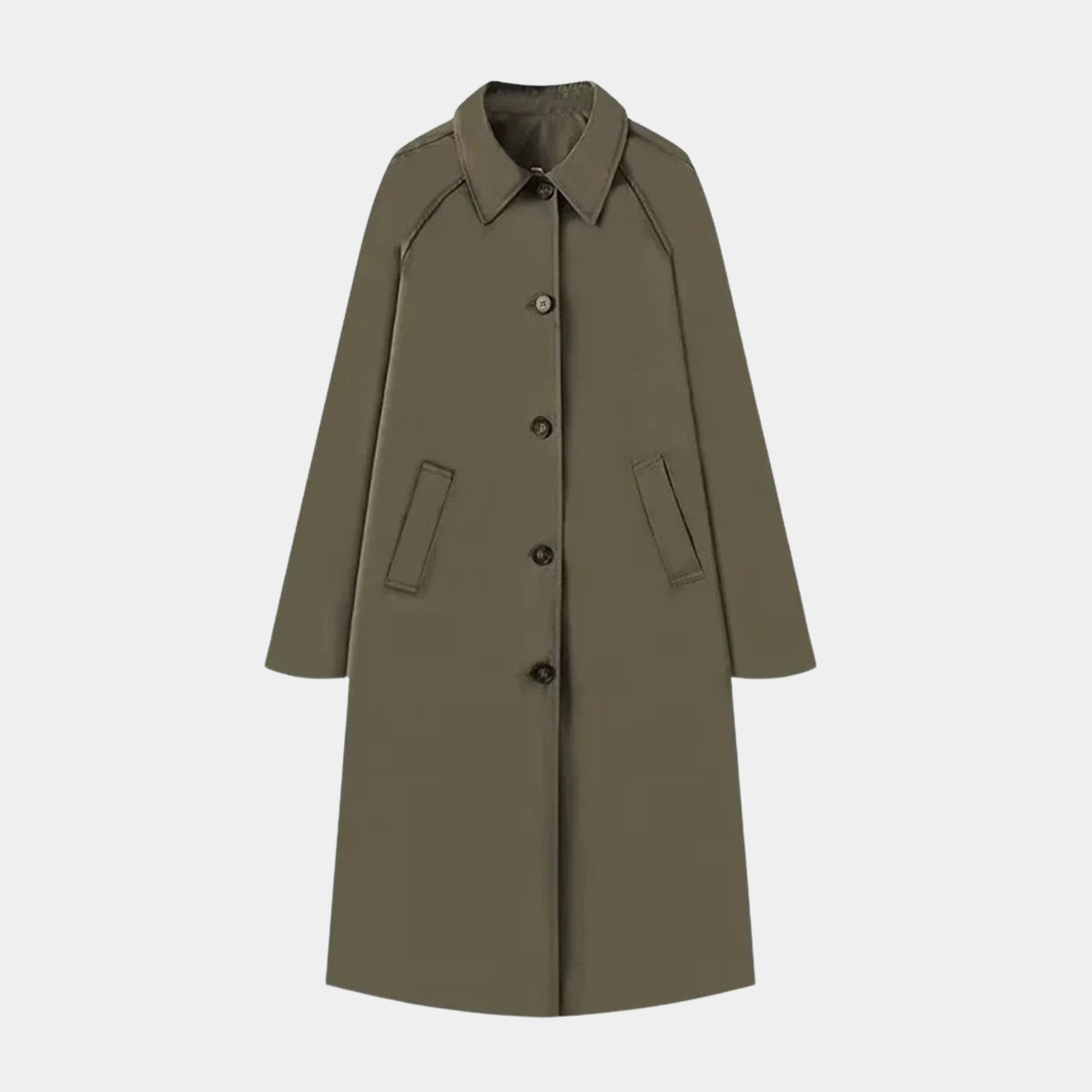 Long Trench Coat – Classic Checked Lining Overcoat