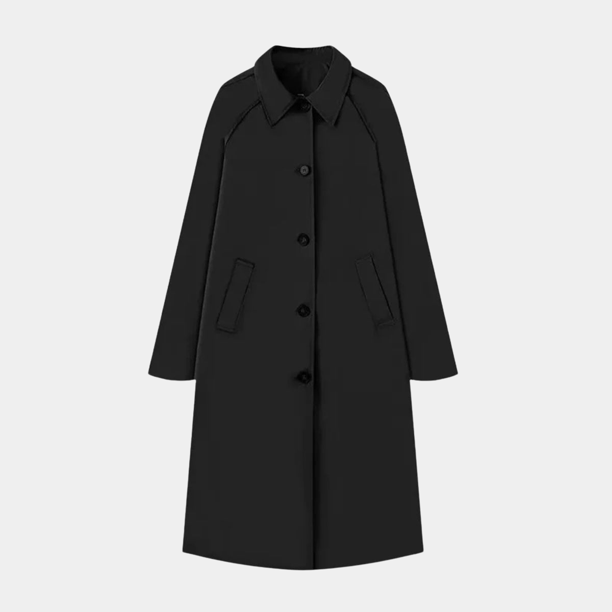 Long Trench Coat – Classic Checked Lining Overcoat