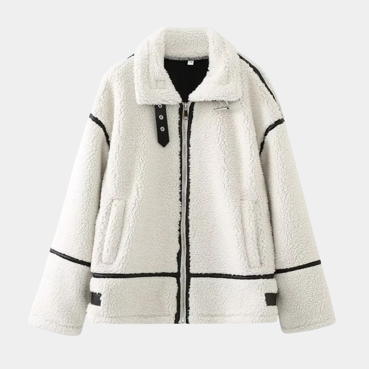White Teddy Fleece Jacket – Zip Up Sherpa Coat