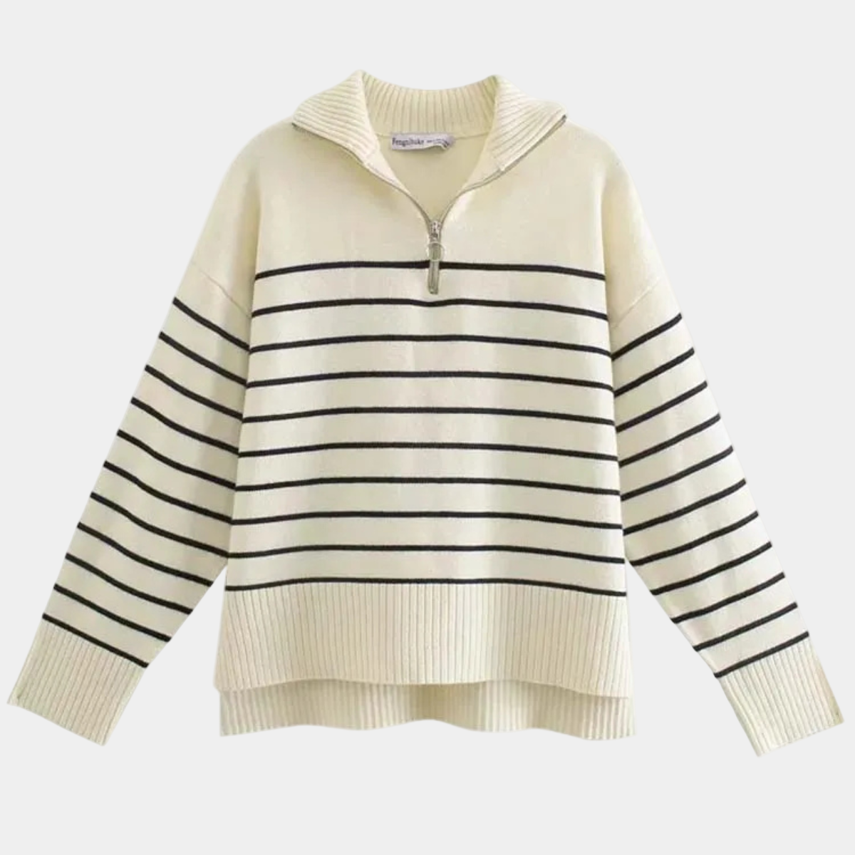 Striped Half Zip Sweater – Casual Knit Pullover Jumper