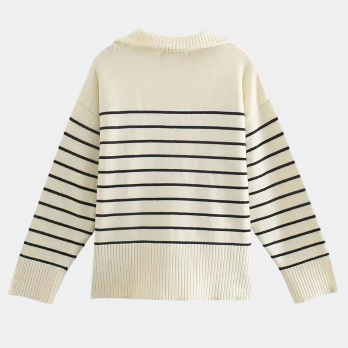 Striped Half Zip Sweater – Casual Knit Pullover Jumper