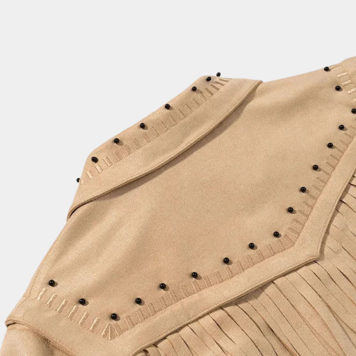 Fringe Suede Jacket – Western Style Studded Faux Leather