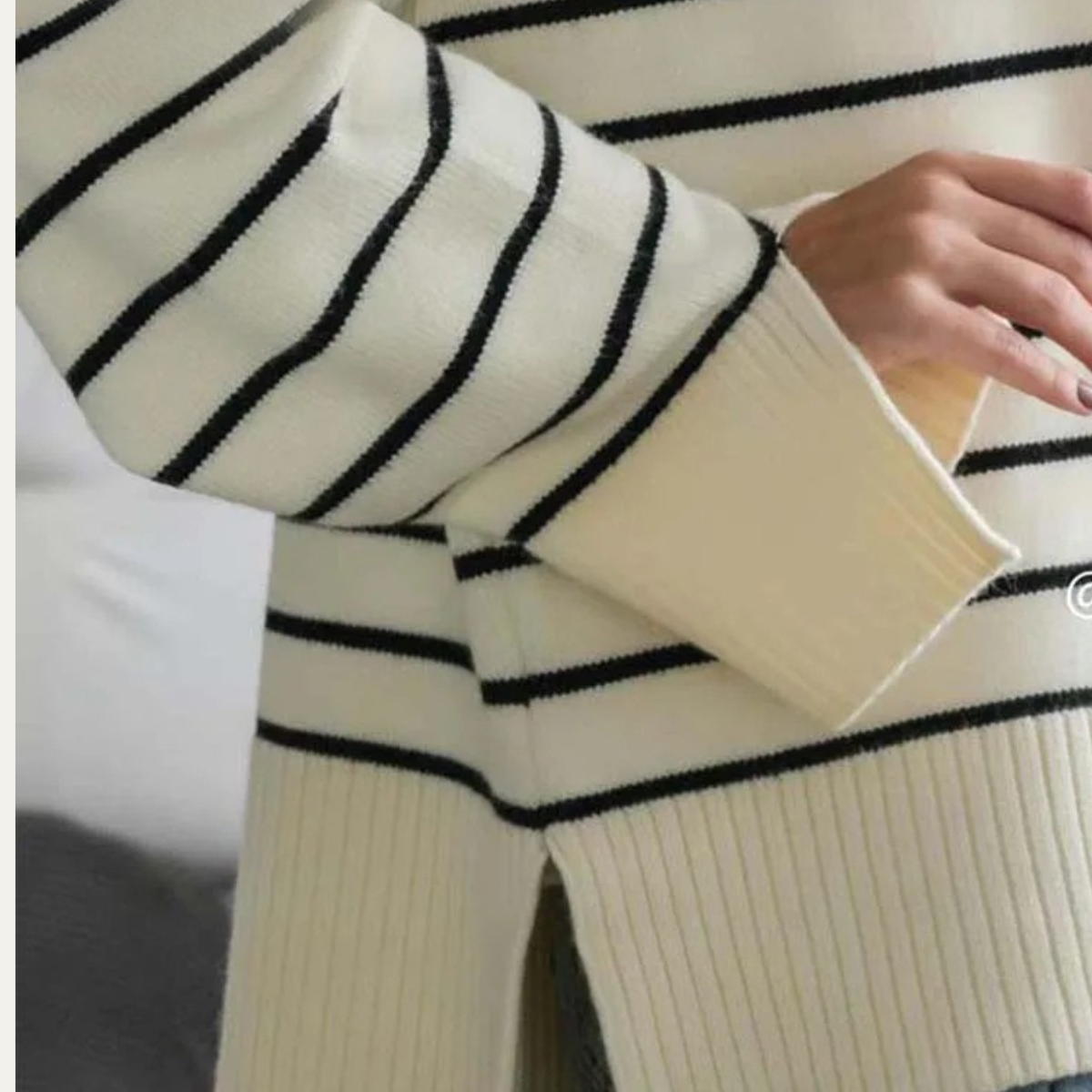 Striped Half Zip Sweater – Casual Knit Pullover Jumper