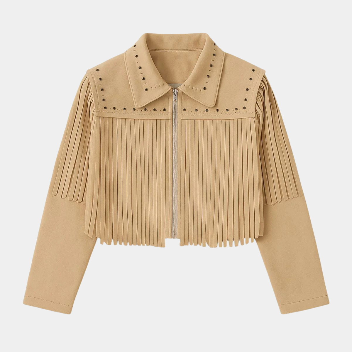 Fringe Suede Jacket – Western Style Studded Faux Leather