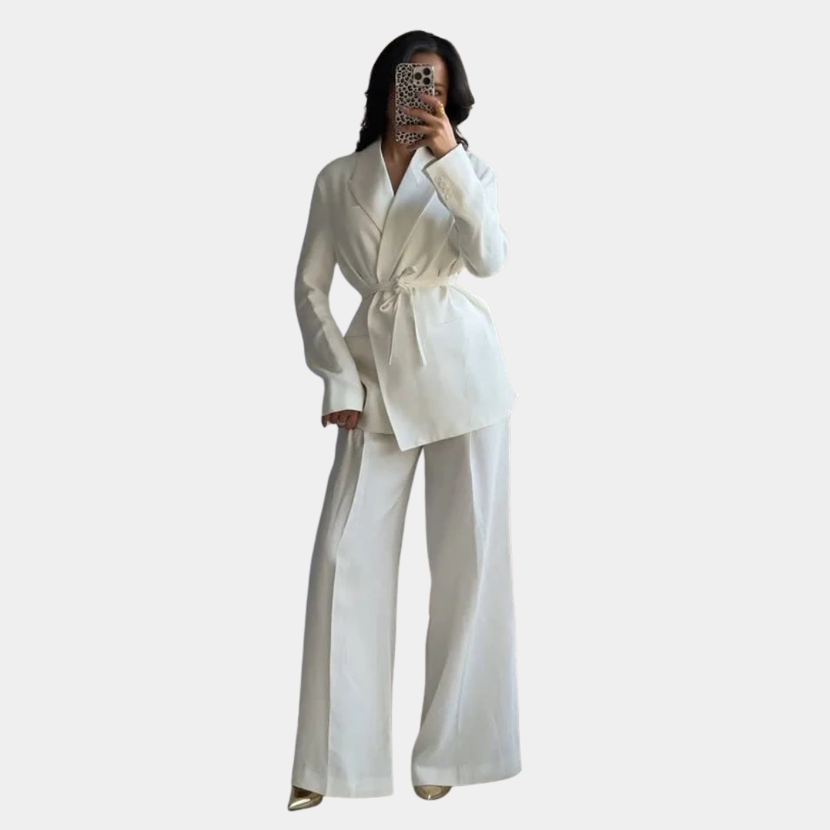 White Two Piece Suit – Blazer and Wide Leg Trousers Co Ord Set
