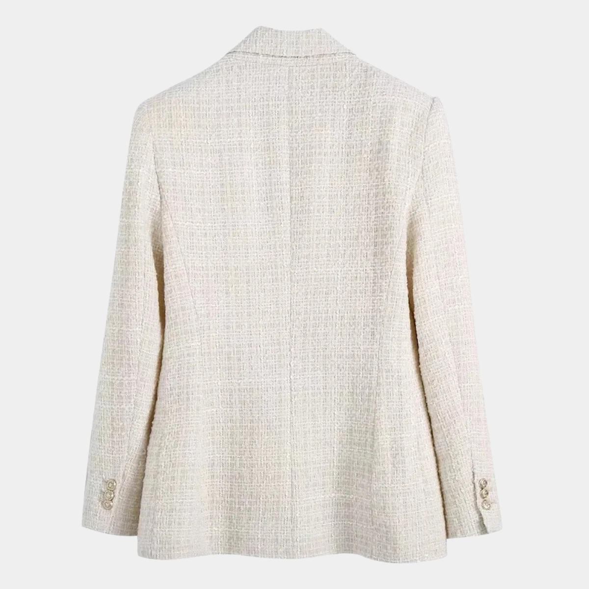 Double Breasted Tweed Blazer – Elegant Cream Jacket