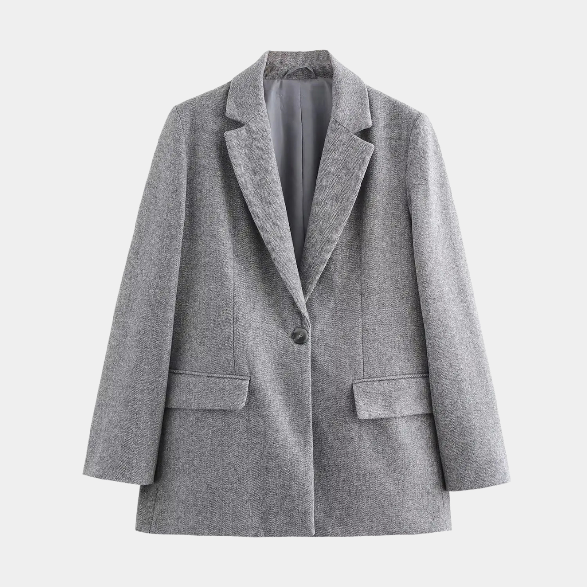Wool Blend Blazer – Classic Single Breasted Jacket